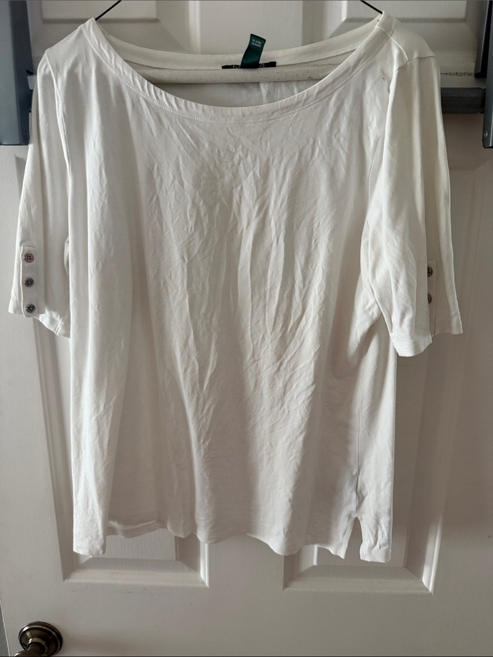 Lauren Ralph Lauren Cream Scoop Neck Short-Sleeve Top